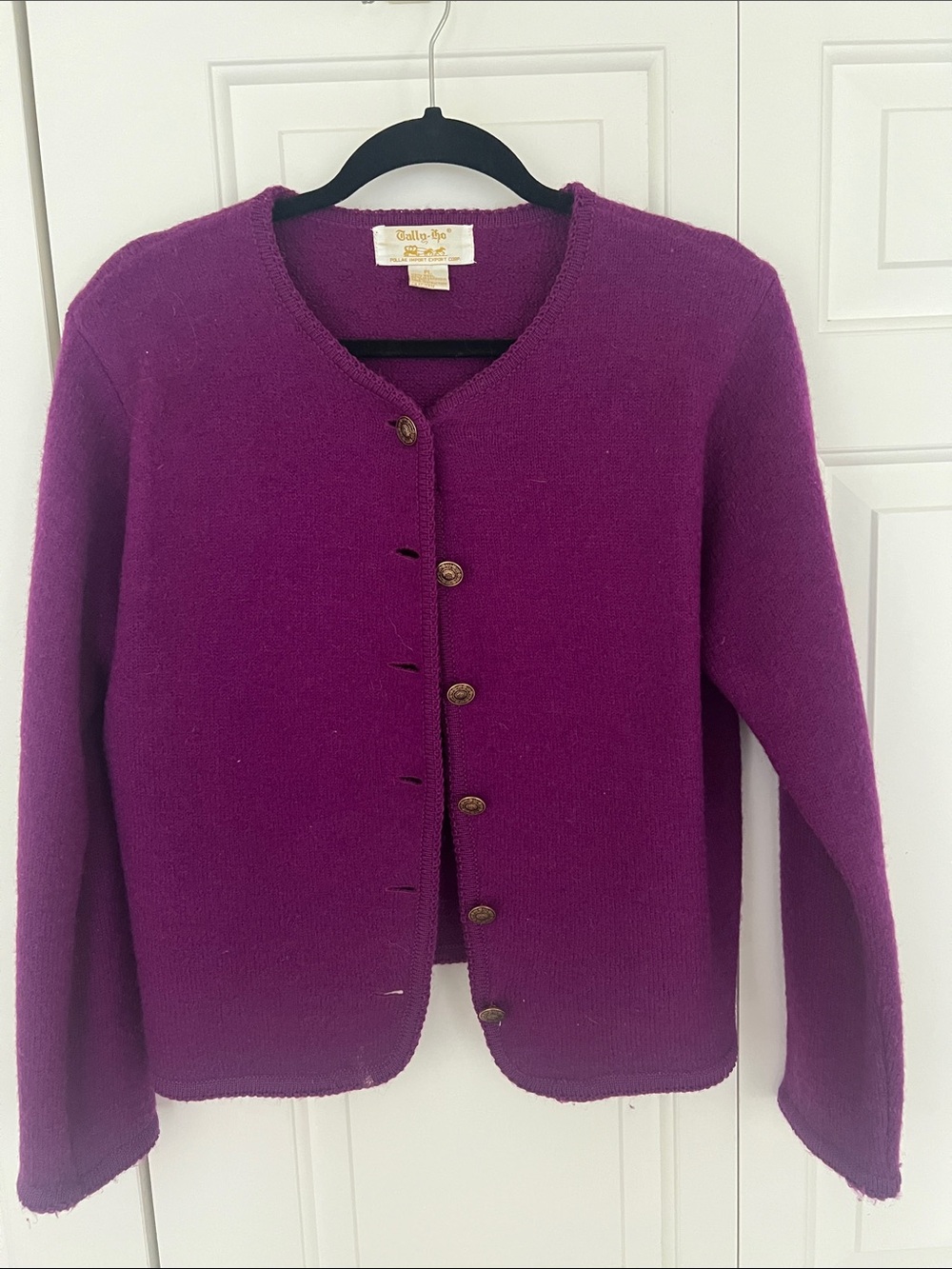 Tally Ho Deep Purple Button-Front Women's Cardigan